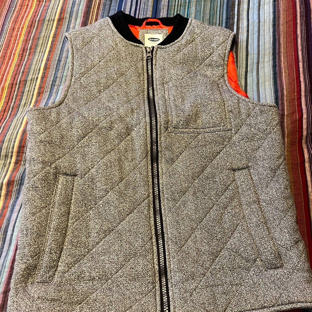 Old Navy Gray and Orange Quilted Vest